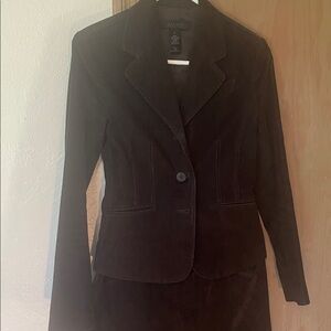 The Limited Dark Brown Tailored Corduroy Blazer Suit with A Line skirt